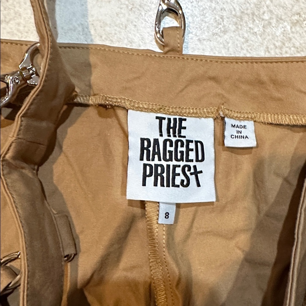 The Ragged Priest Earthling Tan D-Ring Cut Out Waist Baggy Cargo Pants 8 Wide - Picture 5 of 10